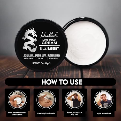 Men's Hair Styling Cream - Strong Hold, Matte Finish, 3 Ounce Pack of 2 - Natural Look for All Hair Lengths
