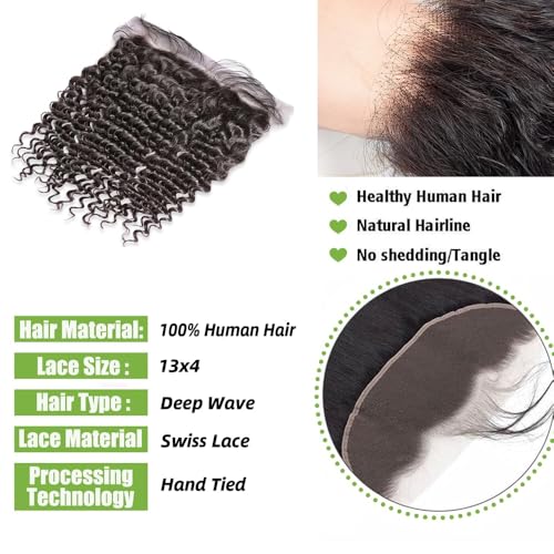 Zhengshuo Deep Wave HD Lace Frontal 13x4 Free Part 20 Inch Virgin Human Hair