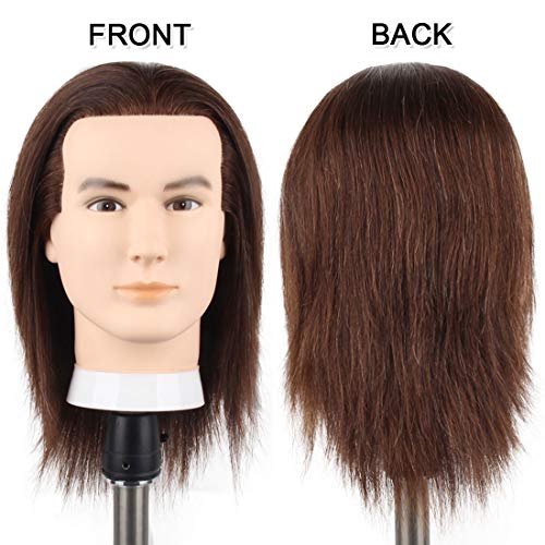 Male Mannequin Head with 100% Human Hair for Hairdressing Training, Styling & Practice