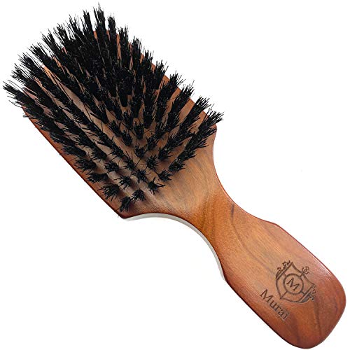Murai Beard Kit for Men Gift Set Mens Beard Grooming Kit - Military Paddle Hair Brush, Large Handle Beard Brush, Pocket Sized Oval Beard Brush, Wood Beard Comb, and Hairbrush Cleaner
