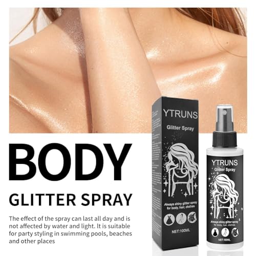 Glitter Spray for Hair and Body, Body Glitter Hairspray for Clothes, Music Festival Face Glitter for Women