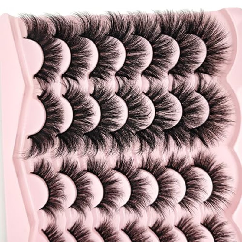 25mm Lashes Mink Fluffy Lashes Wispy C Curl Faux Mink 3D Strip Long Dramatic Eyelashes Pack (6930)