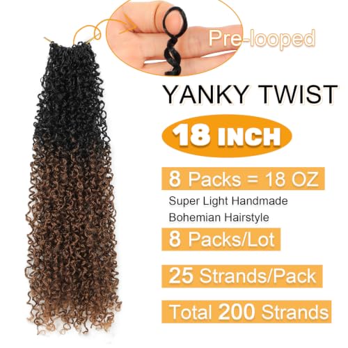 18 Inch Crochet Hair Pack of 8 Micro Yanky Twist Bohemian Style - OT30