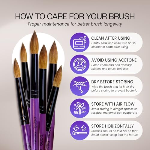 Nail Art Brush - Purple Wood Handle, Size 16, High-Quality Kolinsky Hair