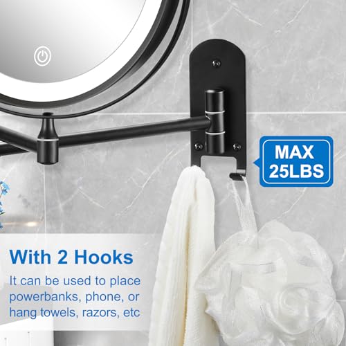 Rechargeable Double-Sided 9-Inch Wall-Mounted Makeup Mirror with Dimmable Lights