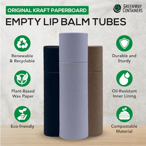 Eco-Friendly Kraft Lip Balm Tubes 0.3oz Pack of 100 - Brown Refillable Containers