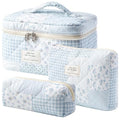 HBselect Floral Quilted Makeup Bag Set - 3 Pieces Large Travel Organizer A-3PCS-Floral 38