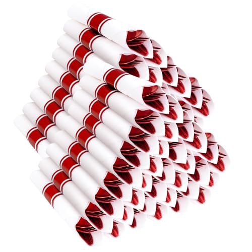Joyido Red Classic Heavy Duty Pre Rolled Plastic Silverware Set 400PCS for Weddings