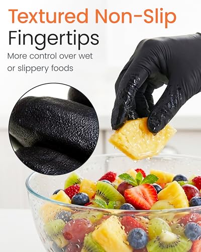 X-Large Black Nitrile Disposable Food Prep Gloves 5 Mil Case of 1000
