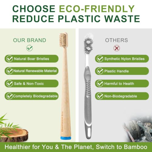 Eco-Friendly Bamboo Toothbrush with Boar Bristle - 4 Pack - Variation of Boar Toothbrush