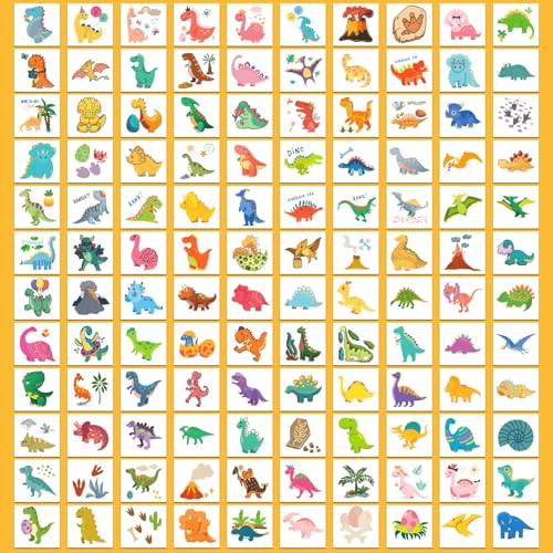Partywind 408 PCS Dinosaur Kids Temporary Tattoos, Individually Wrapped Cut Tattoos for Party Supplies Favors, Boys Birthday Games Goodie Bag Stuffers, Dinosaur Decorations