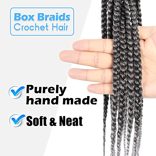 T1B/Grey Ombre Box Braid Crochet Hair 14 Inch - 8 Packs for Natural Styling