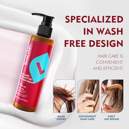 Ecolchipro Collagen & Shea Butter Hair Mask with Argan Oil - Deep Repair Leave-In Conditioner Set for All Hair Types