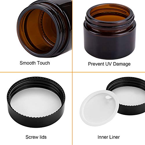 48ml Amber Glass Cosmetic Jars with Lids - 2 oz Pack of 40