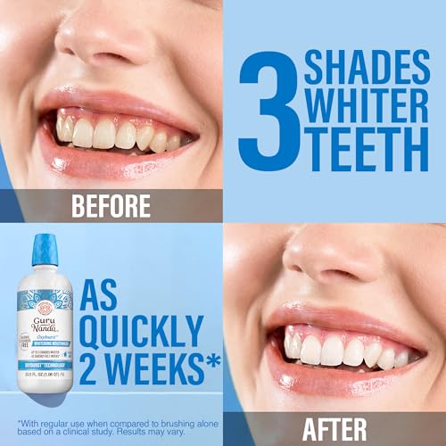Whitening Mouthwash 33.8 Fl Oz Pack of 2 – Alcohol & Fluoride Free, 3 Shades Whiter Teeth