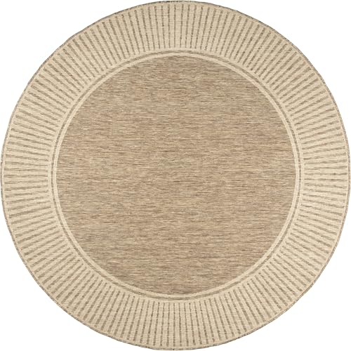 nuLOOM Asha 7' Round Indoor/Outdoor Area Rug - Light Brown Border