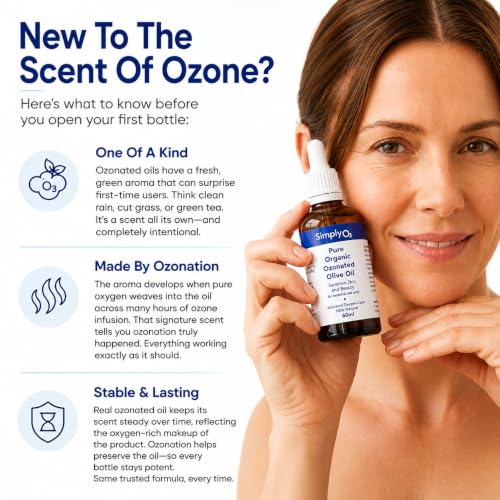 Organic Ozonated Olive Oil for Skin & Face by Simply O3 - Anti-Aging & Acne Treatment