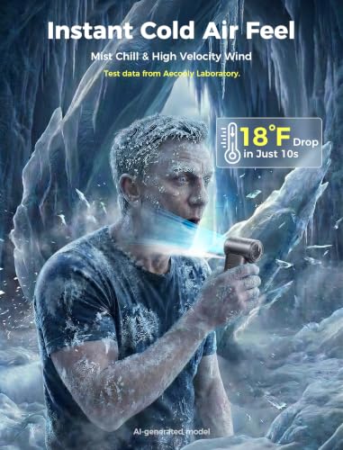 Portable Cold Air Cooler with Mist Chill System - Black, 7000mAh, Reverse Charging
