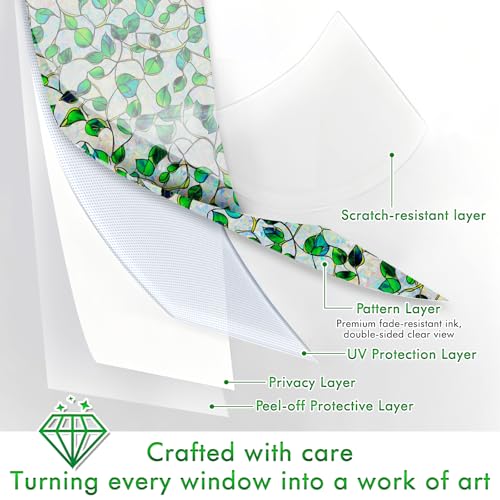 Rainbow Stained Glass Window Privacy Film - Ivy Jade 35x157, Heat Blocking & UV Protection