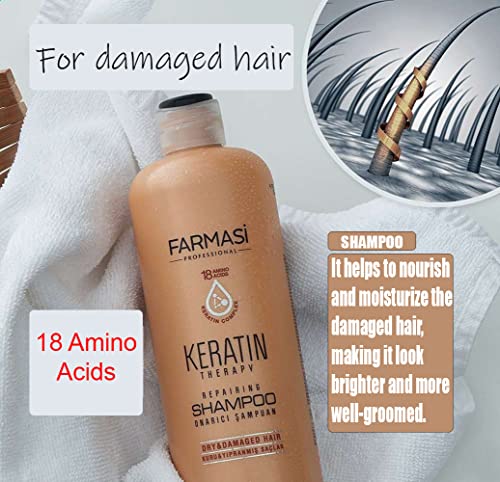 Keratin Repair Shampoo for Dry Damaged Hair - 12.2 fl oz