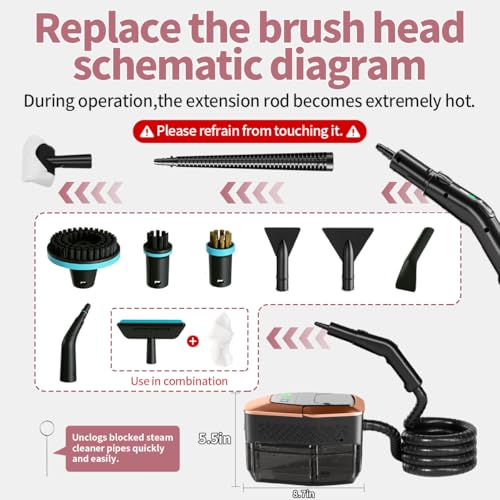 High-Pressure Handheld Steam Cleaner with 3 Adjustable Settings & Large 1.8L Tank