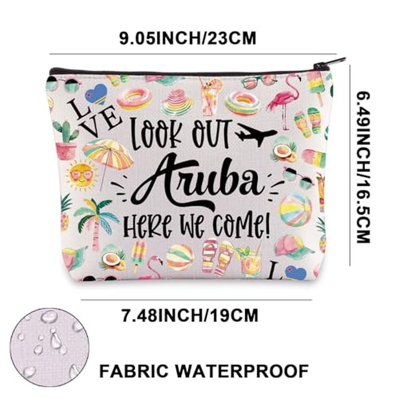 JNIAP Aruba Makeup Bag Aruba Trip Gifts Aruba Vocation Gifts Aruba Travel Bag Aruba Souvenir Aruba Toiletry Bag (Look Out Aruba)