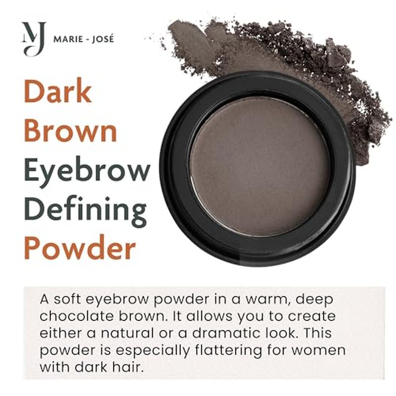 Dark Brown Eyebrow Powder ? Long-Lasting, Waterproof, Smudge-Proof Brow Powder for Natural, Defined Brows ? Vegan & Cruelty-Free Eyebrow Makeup by Marie-Jos? - Made in USA