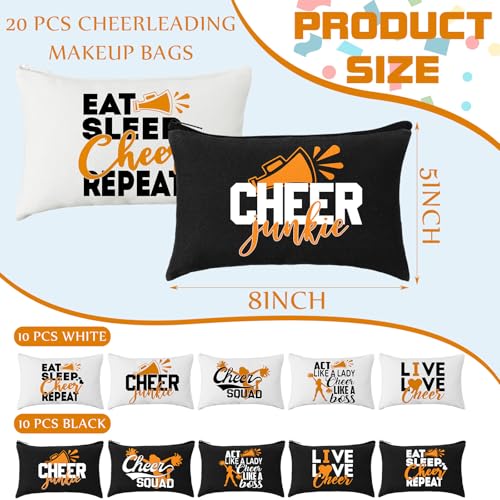 Pinkunn 20 Pcs Cheer Makeup Bags - Orange Canvas Cheerleading Gifts