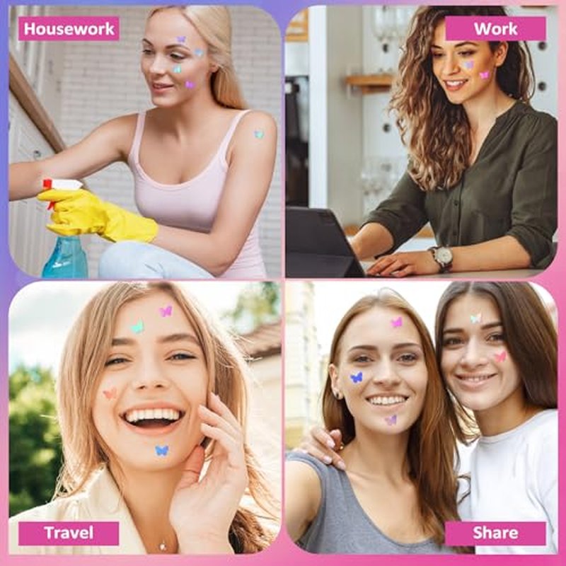 Acne Pimple Patches for Face (160 Counts), Hydrocolloid Acne Patches with Tea Tree Oil and Calendula Extract, Cute Colorful Butterfly Shape Spot Stickers for Skin Care, Zit Patches