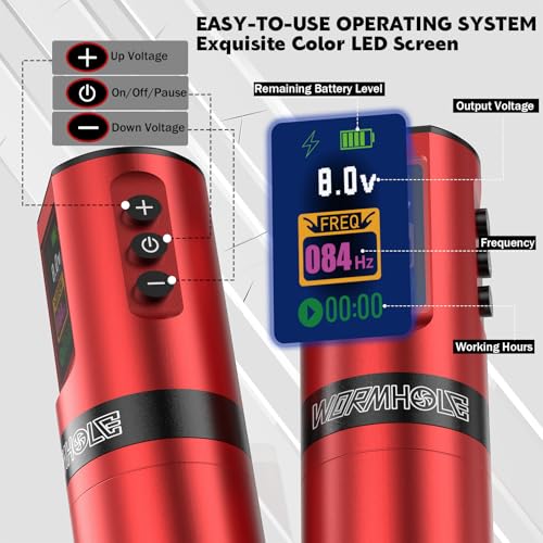 Wormhole Wireless Tattoo Kit with 1800mAh Battery – Red
