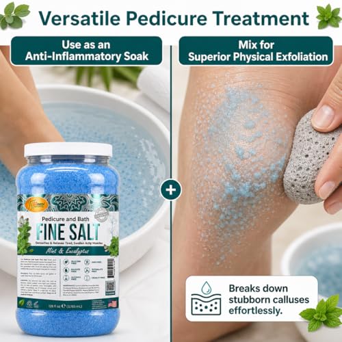 Pedicure Foot Soak Bath Salt with Dead Sea Minerals and Eucalyptus - Mint & Eucalyptus, 128 oz