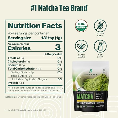 Jade Leaf Matcha Powder Organic Culinary Grade 16oz - Japanese Green Tea