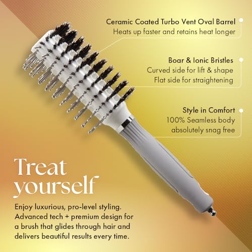 Olivia Garden Turbo Vent Oval Twin & 100% Boar Hair Brush