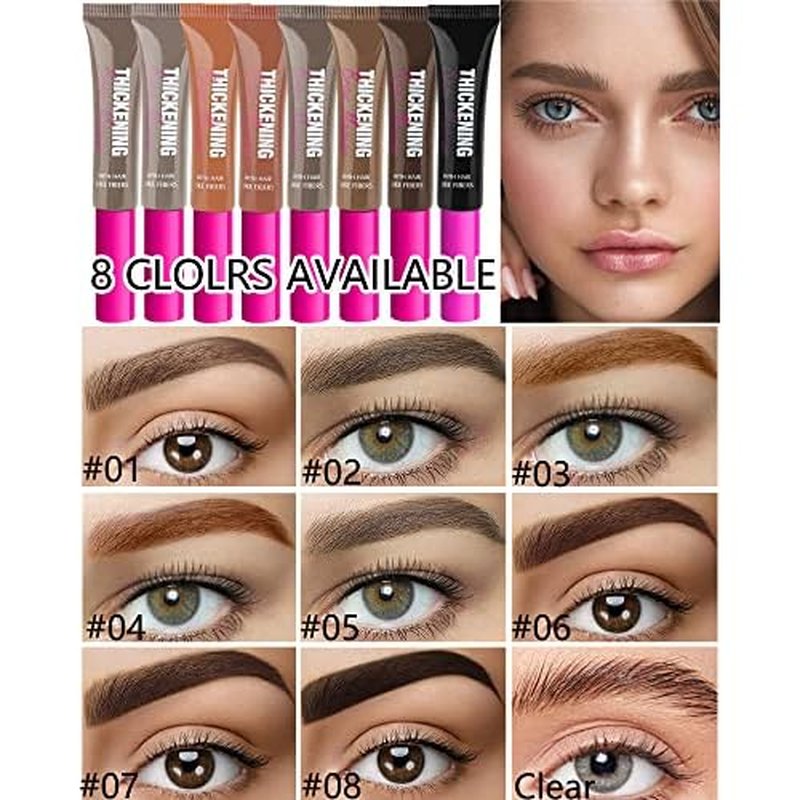 Brow Gel Kit-Espresso Thickening Tinted Eyebrow Mascara Gel & Clear Setting Brow Glue, Brow Filler Dye Brows Cream, Long Lasting Eye Makeup for Women, Light Medium Dark Brown With Brow Tool-Set 07