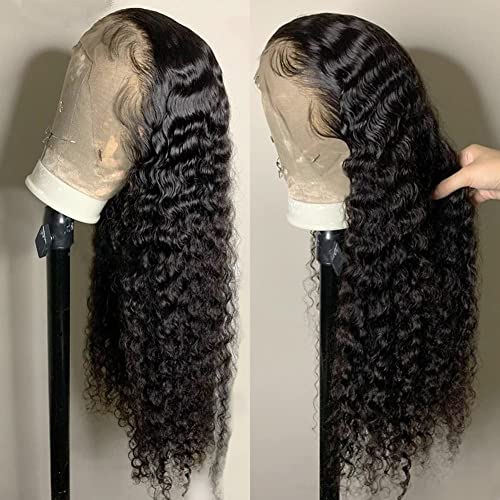 GLOWNINA Deep Wave Lace Front Wig 20 Inch Human Hair 13x4 HD Pre Plucked