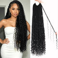 ZRQ 30 Inch Boho Faux Locs Crochet Hair - 9 Packs #1B, Natural Synthetic Goddess Locs