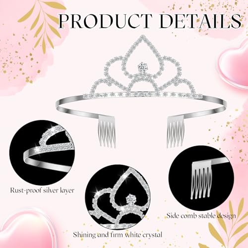Silver Crystal Tiara for Women Bulk Rhinestone Queen Headband with Comb - Cute Style