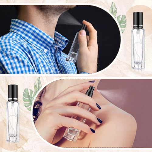 15 ml Glass Perfume Atomizer Set - Black Lid, Leakproof, Refillable, Travel Size - 20 Pcs