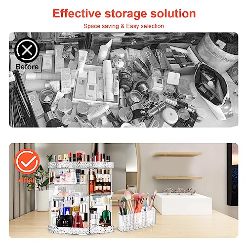 360° Rotating Makeup Organizer with Adjustable Layers - Clear A-Clear