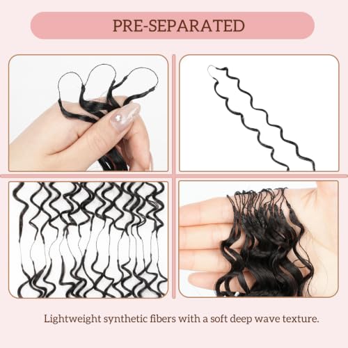 Deep Wave Crochet Hair for Black Women 14 Inch 150 Roots - Pre-Separated Feather Style
