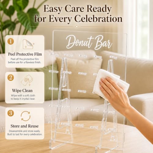 Acrylic Donut Wall Display Stand for Events and Dessert Tables - 26 x 22 in