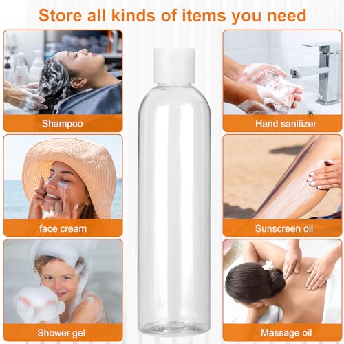 25 Pack 8 oz Plastic Travel Bottles with White Flip-Top Caps, BPA-Free for Liquids