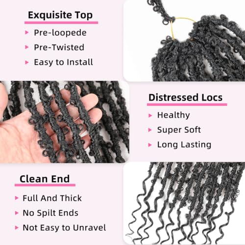 18 Inch Butterfly Goddess Locs Crochet Hair - 6 Packs, Curly Ends, Synthetic Fiber