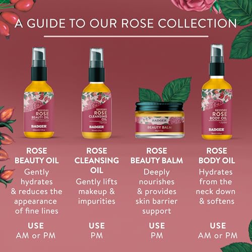 Damascus Rose Body Oil - Organic Jojoba & Pomegranate 4oz Glass Bottle