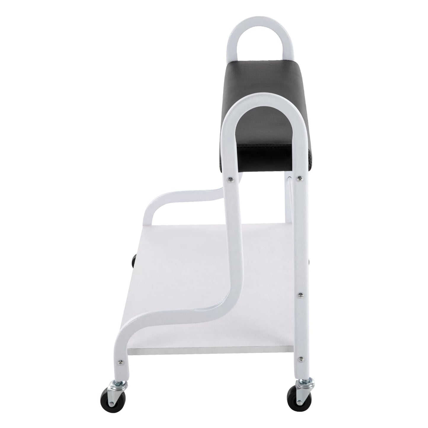 Pedicure Cart, Black Portable Trolley Cart Storage,Beauty Salon Nail Foot Rest Pedicure Stand with Wheels, Manicure Footrest Stool Foot Massage Station Stand for SPA Salon (Black)