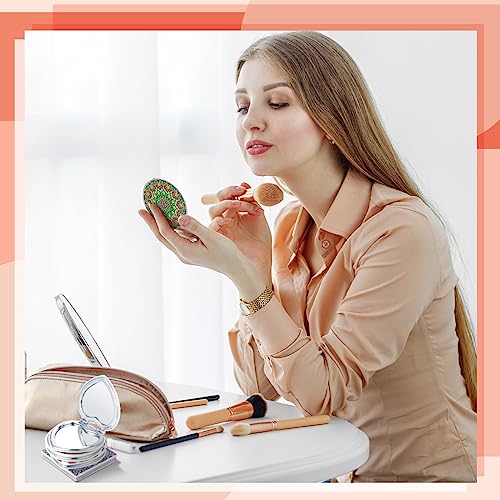 Round Mandala Diamond Painting Compact Mirror Set - Portable Folding Makeup & Magnification