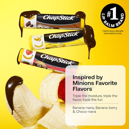 ChapStick Bulk Lip Balm Sets, Minions, 12 Banana Variety 3-Packs (36 Sticks Total), Party Favors for Kids, Stocking Stuffers, 0.15 Oz Each, Moisturizing, Hydrating
