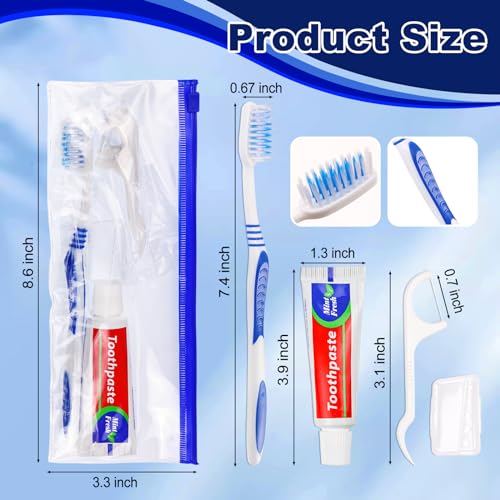 SLequipo Disposable Travel Toothbrush Kit with Toothpaste & Floss Picks (100 pcs)