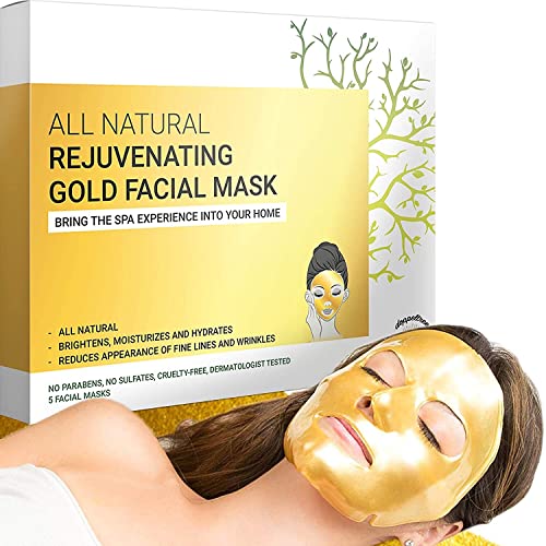 Hydrogel Facial Masks with 24K Gold Collagen Vitamin C - Anti-Aging Skin Care