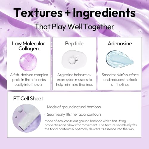 LAPCOS Collagen Sheet Mask Pack of 10 - Skin Firming & Anti-Aging Face Masks - Variation of Collagen 10ct